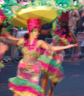 dancers in Night Carnival London part of the Thames Festival 2010